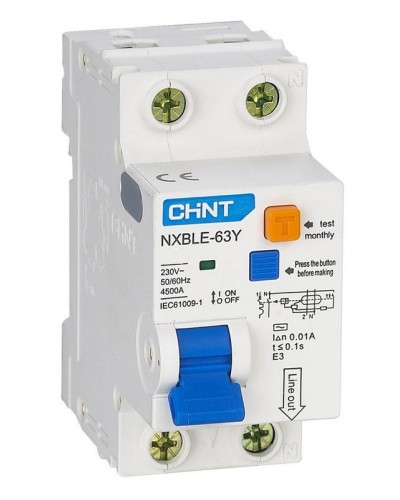 NXBLE-63Y (R) 1п+N C 6А 30мА электронный тип AC 4.5кА CHINT (105540). Автоматический выключатель дифференциального тока. CHINT в Бийске