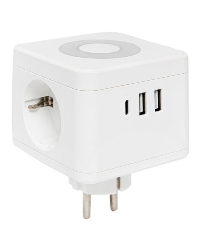 Тройник Куб 2 гнезда 2USB 2,4А+Type C + Ночник. Тройник Куб. EKF в Бийске