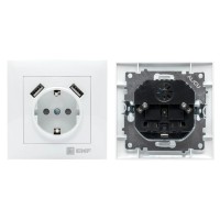 Валенсия розетка 1-местная с/з 16А (EWR16-028-10-2USB). Розетка 1-местная с/з 16А. EKF