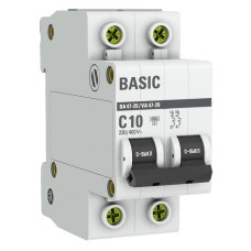 Автоматический выключатель 2P 10А (C) 4,5кА ВА 47-29 Basic (mcb4729-2-10C). Автоматический выключатель. EKF