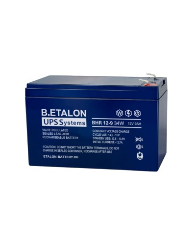 B.ETALON BHR 12-9 34W. Аккумулятор герметичный свинцово-кислотный. ETALON в Бийске
