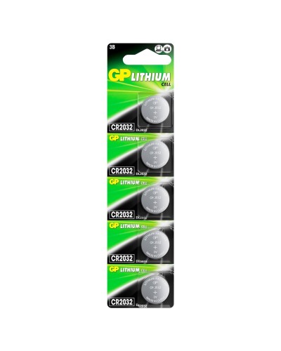 GP Lithium CR2032 (GP CR2032-2C5 100/2000), упак. 5 шт. БЛИСТЕР. Литиевые дисковые батарейки. GP Batteries в Бийске