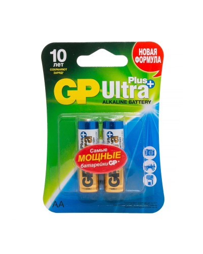 GP Ultra Plus Alkaline 15A AA (GP 15AUP-2CR2), упак. 2 шт. БЛИСТЕР. Алкалиновые батарейки. GP Batteries в Бийске