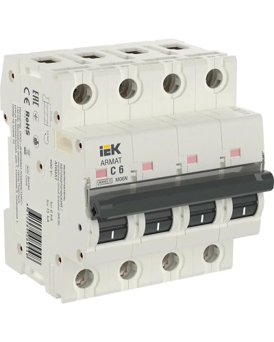 M06N 4P C 6А 6кА ARMAT (AR-M06N-4-C006). Автоматический выключатель. IEK в Бийске