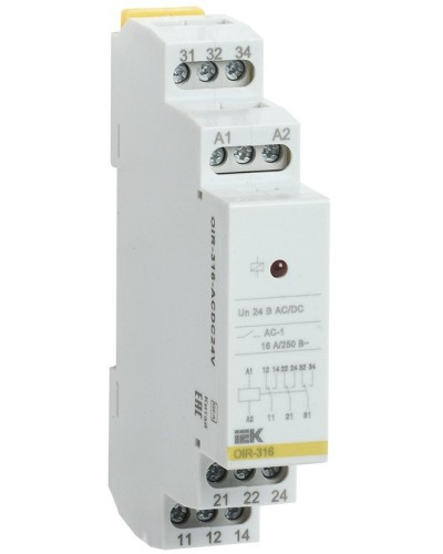 Реле промежуточное модульное OIR 3 контакта 16А 24В AC/DC (OIR-316-ACDC24V). Реле промежуточное модульное. IEK в Бийске