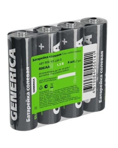 Батарейка солевая R06/AA GENERICA (4 шт) (ABT-R06-ST-L04-G). Батарейка солевая. IEK в Бийске
