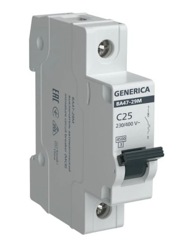 GENERICA ВА47-29М 1P C 25А 4,5кА (MVA21-1-025-C-G). Автоматический выключатель. IEK в Бийске