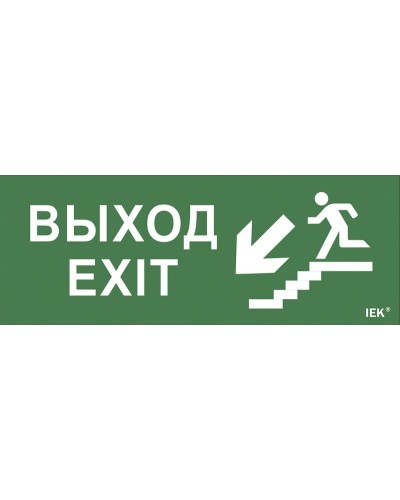 Самоклеящаяся этикетка Выход/лестница вниз/фигура (LPC10-1-24-09-VLVNF). Самоклеящаяся этикетка 240х90 мм. IEK в Бийске