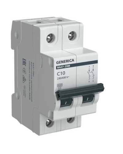 GENERICA ВА47-29М 2P C 10А 4,5кА (MVA21-2-010-C-G). Автоматический выключатель. IEK в Бийске