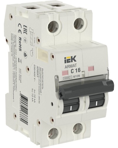 M10N 2P C 16А 10кА ARMAT (AR-M10N-2-C016). Автоматический выключатель. IEK в Бийске