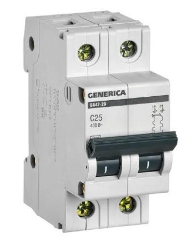 GENERICA ВА47-29 2P C 25А 4,5кА (MVA25-2-025-C). Автоматический выключатель. IEK в Бийске
