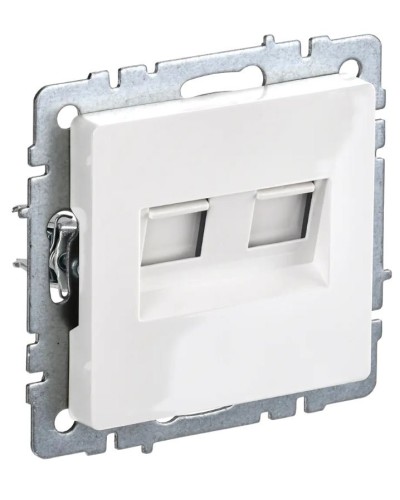 Розетка RJ45 РК10-2-БрБ кат.5E, белая BRITE (BR-K20-1-K01). Розетка компьютерная двойная. IEK в Бийске