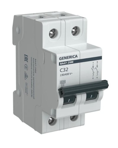 GENERICA ВА47-29М 2P C 32А 4,5кА (MVA21-2-032-C-G). Автоматический выключатель. IEK в Бийске
