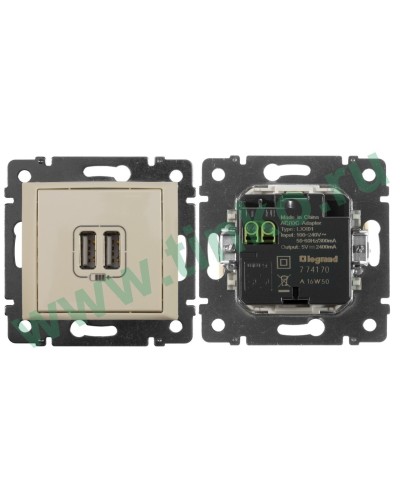 Розетка Valena двойная, USB, слоновая кость (774170). Розетка. LegranD в Бийске