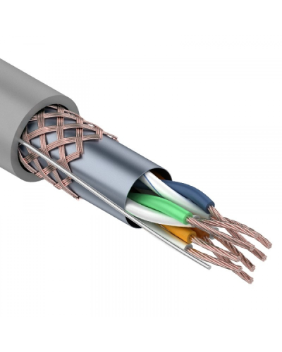 SF/UTP, CAT 5e, PVC, 4PR, 24AWG, INDOOR, STRANDED, серый, 305м, REXANT (01-0343). Кабель «витая пара» (LAN) для структурированных систем связи. Rexant в Бийске