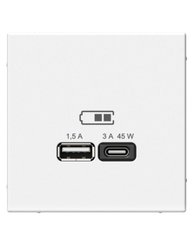 ArtGallery розетка USB тип-A+C 45Вт, скрытой установки, механизм, белый (GAL000129). Розетка USB. Systeme Electric в Бийске