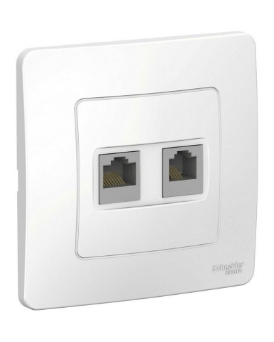BLANCA розетка RJ45+RJ11 2-местная, кат. 5Е, скрытой установки, белый (BLNIS045111). Розетка компьютерная + телефонная. Systeme Electric в Бийске