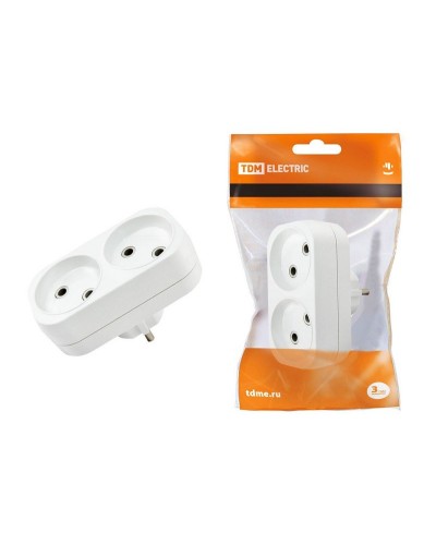Блок на 2 гнезда 2П б/з плоский 6А 250B TDM (SQ1806-0025). Розетка. TDM ЕLECTRIC в Бийске