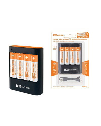 Зарядное устройство 36044Н (3600mA 4слота АА/ААА 4 кан.+4xAA2500 USB) (SQ1702-0101). Зарядное устройство. TDM ЕLECTRIC в Бийске