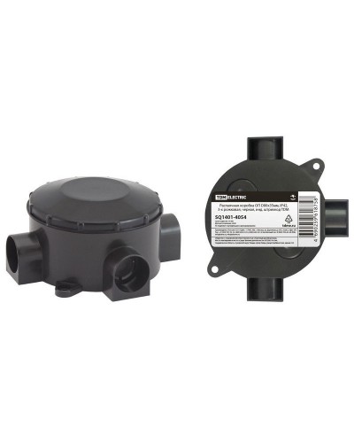 Распаячная коробка ОП D80х35мм, IP42, 3-х рожковая, черная TDM (SQ1401-4054). Распаячная коробка ОП. TDM ЕLECTRIC в Бийске
