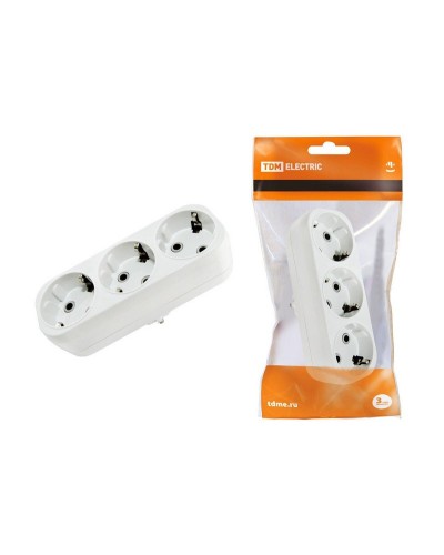 Блок на 3 гнезда 2П+З плоский 16А 250B TDM (SQ1806-0033). Розетка. TDM ЕLECTRIC в Бийске
