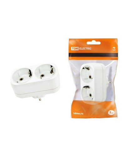 Блок на 2 гнезда 2П+З плоский 16А 250B TDM (SQ1806-0026). Розетка. TDM ЕLECTRIC в Бийске