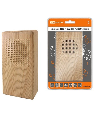 ЗПС-10/2-Пт ЭКО сосна, птичка, без кнопки, AC 230V (SQ1901-0026). Звонок проводной. TDM ЕLECTRIC в Бийске