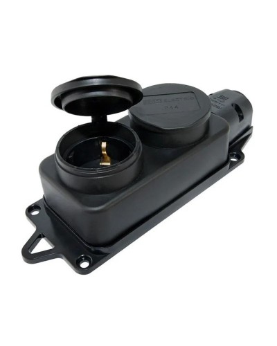 Розетка двухместная 2Р+РЕ 16А 250В IP44 (SQ0612-0037). Розетка двухместная с заглушками каучук. TDM ЕLECTRIC в Бийске