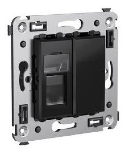 Розетка RJ-45 в стену Avanti одинарная черный квадрат (4402463). Розетка компьютерная. ДКС в Бийске