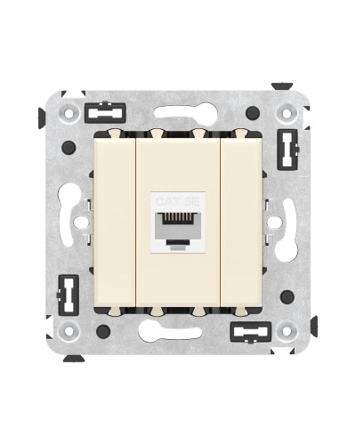 Розетка RJ-45 в стену, кат.5E, Avanti, одинарная, ванильная дымка (4405663). Розетка компьютерная. ДКС в Бийске