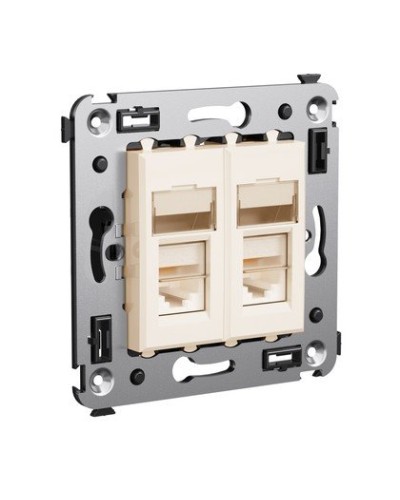 Розетка RJ-45 Avanti в стену двойная экранированная ванильная дымка (4405364). Розетка. ДКС в Бийске