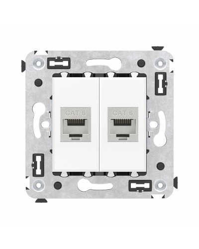 Розетка RJ-45 в стену, кат.6E, Avanti, двойная, белое облако (4400794). Розетка компьютерная модульная. ДКС в Бийске