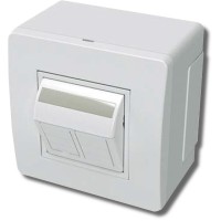 Коробка в сборе с 2 розетками RJ45, кат.5е, белая (10656): Коробка в сборе