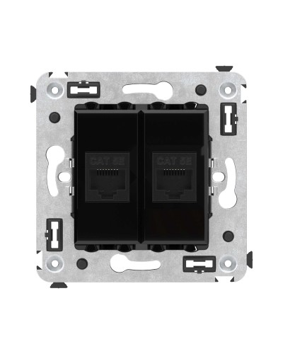 Розетка RJ-45 в стену, кат.5E, Avanti, двойная, черный квадрат (4402664). Розетка компьютерная. ДКС в Бийске