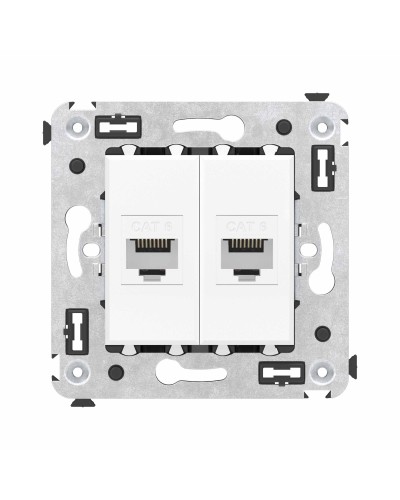 Розетка RJ-45 в стену, кат.6E, Avanti, двойная, белое облако (4400694). Розетка компьютерная. ДКС в Бийске