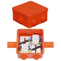 Коробка JBS080 85х85х50, 6 вых., 10P (0,15-4,0 мм²) (43161HF). Коробка монтажная, огнестойкая, без галогена. Экопласт