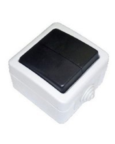 Переключатель двухклавишный 2-полюсный с 2 мест EF602SA, серый, LK Aqua (80006). Переключатель. Экопласт в Бийске