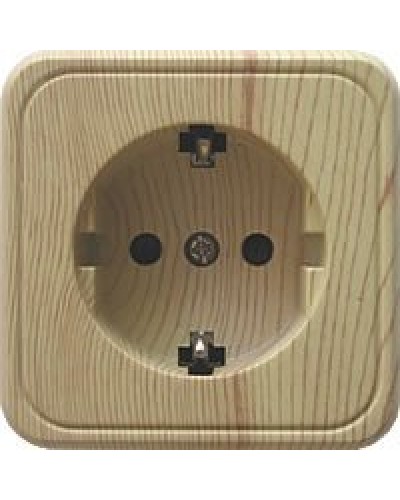 Розетка одинарная открытой установки с з/к, сосна, LK Standard (813225). Розетка с заземляющими контактами и защитными шторками. Экопласт в Бийске