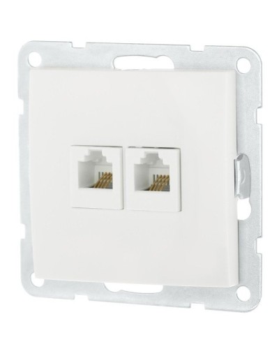 Розетка телефонная двойная 2xRJ-12 с накладкой, белый LK60 (865604-1). Розетка телефонная. Экопласт в Бийске