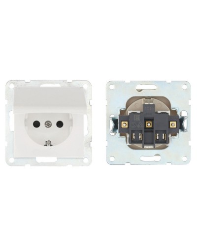 Розетка с з/к, шторками и крышкой, белый LK80 (843404-1). Розетка. Экопласт в Бийске