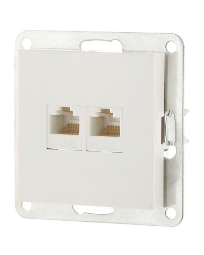 Розетка 2xRJ-45 кат.5е с накладкой, белый LK80 (846204-1). Розетка компьютерная двойная. Экопласт в Бийске