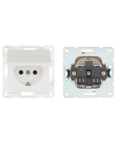 Розетка с з/к, шторками и крышкой, белый LK60 (863404-1). Розетка. Экопласт в Бийске