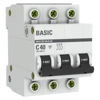 Автоматический выключатель 3P 40А (C) 4,5кА ВА 47-29 Basic (mcb4729-3-40C). Автоматический выключатель. EKF