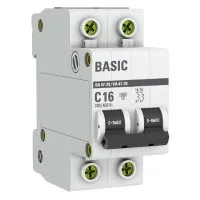 Автоматический выключатель 2P 16А (C) 4,5кА ВА 47-29 Basic (mcb4729-2-16C). Автоматический выключатель. EKF
