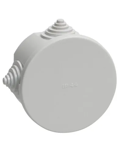 Коробка распаячная КМ41237 D75х40 открытой проводки IP44 4 гермоввода серая (UKO11-075-040-000-K41-44). Коробка распаячная безгалогенная (HF). IEK в Бийске