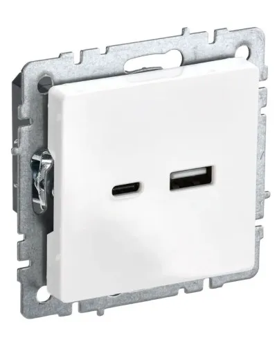Розетка USB A+C 18Вт РЮ11-1-БрБ белый BRITE (BR-U22-018-K01). Розетка USB. IEK в Бийске