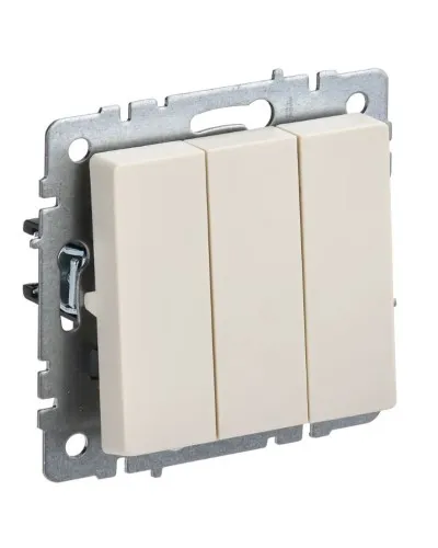 Выключатель 3-клавишный ВС10-3-0-БрКр бежевый BRITE (BR-V30-0-10-K10). Выключатель. IEK в Бийске