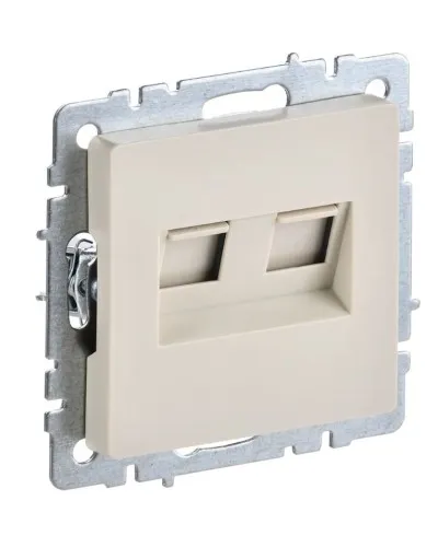 Розетка RJ45 РК10-2-БрКр кат.5E, бежевый BRITE (BR-K20-1-K10). Розетка компьютерная двойная. IEK в Бийске