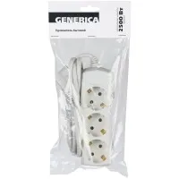 У03 3 места, 3м GENERICA (WYP10-10-03-03-Z-G). Удлинитель 3 места 2P+PE, 3х1 кв.мм, 10А, 250В. IEK