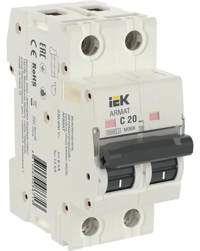 M06N 2P C 20А 6кА ARMAT (AR-M06N-2-C020). Автоматический выключатель. IEK в Бийске